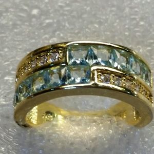 Aquamarine in 10K gold filled channel women's ring Size 6.